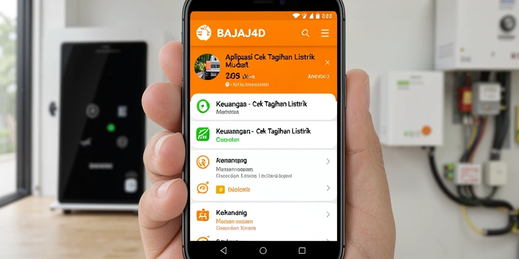 Tampilan antarmuka utama aplikasi BAJAJ4D untuk cek tagihan listrik.