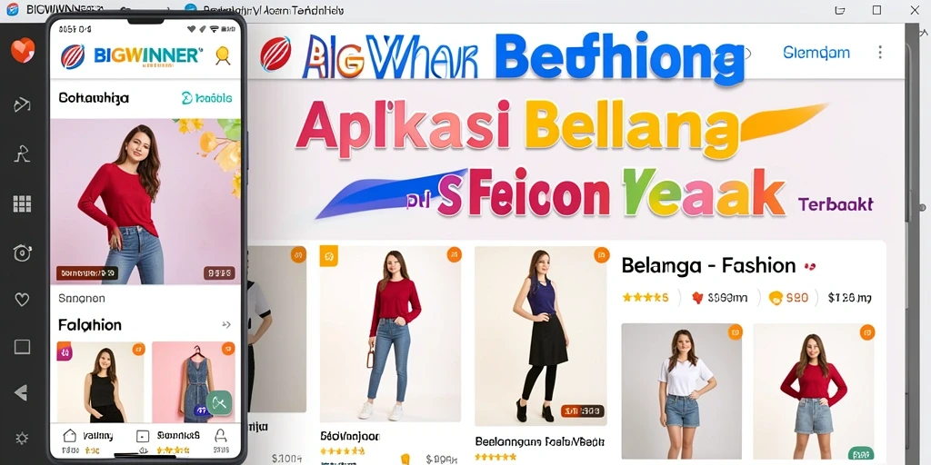 Tampilan antarmuka aplikasi BIGWINNER dengan fitur fashion terkini.