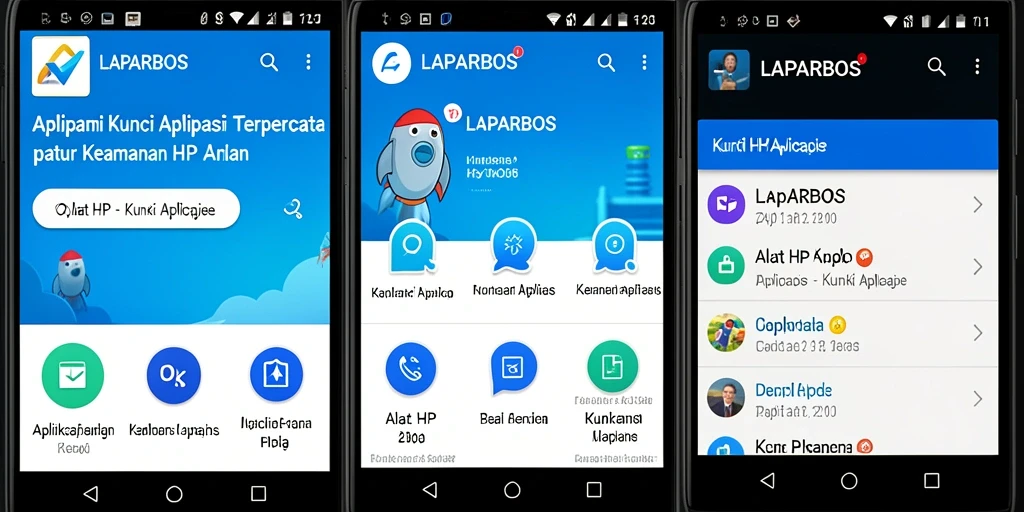 Tampilan antarmuka utama LAPARBOS yang menunjukkan fitur keamanan aplikasi.