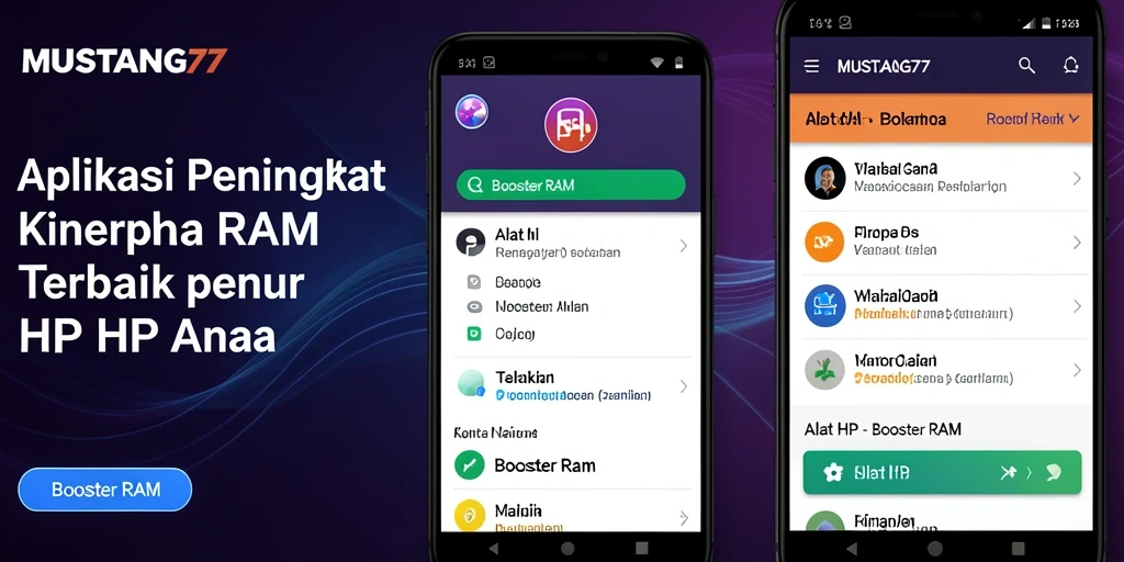 Tampilan antarmuka utama MUSTANG77 untuk pengoptimalan RAM yang efektif.