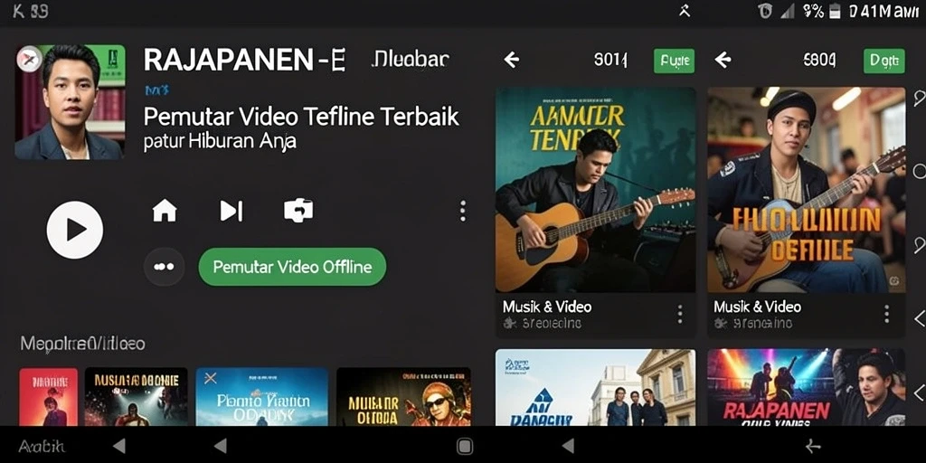 Antarmuka RAJAPANEN menampilkan pemutar video yang sederhana dan fungsional.