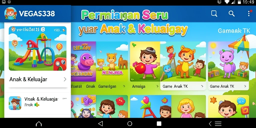 Antarmuka permainan anak yang ceria dan menarik.