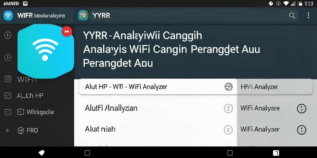 Tampilan antarmuka utama YYRR menampilkan analisis jaringan WiFi.